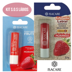 Kit S.O.S Labial Hidratante Labial Isacare +  Esfoliante Scrub Labial